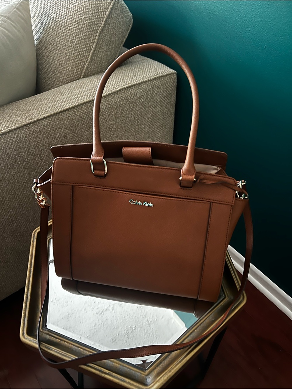 Calvin Klein Cognac Leather Bag - Classic / Discontinued Shoulder or Satchel Bag